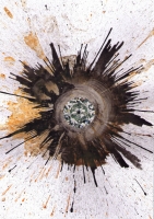 dark hole, blood and tears, 2018 - acryl et collage/papier, 20,8x14 cm